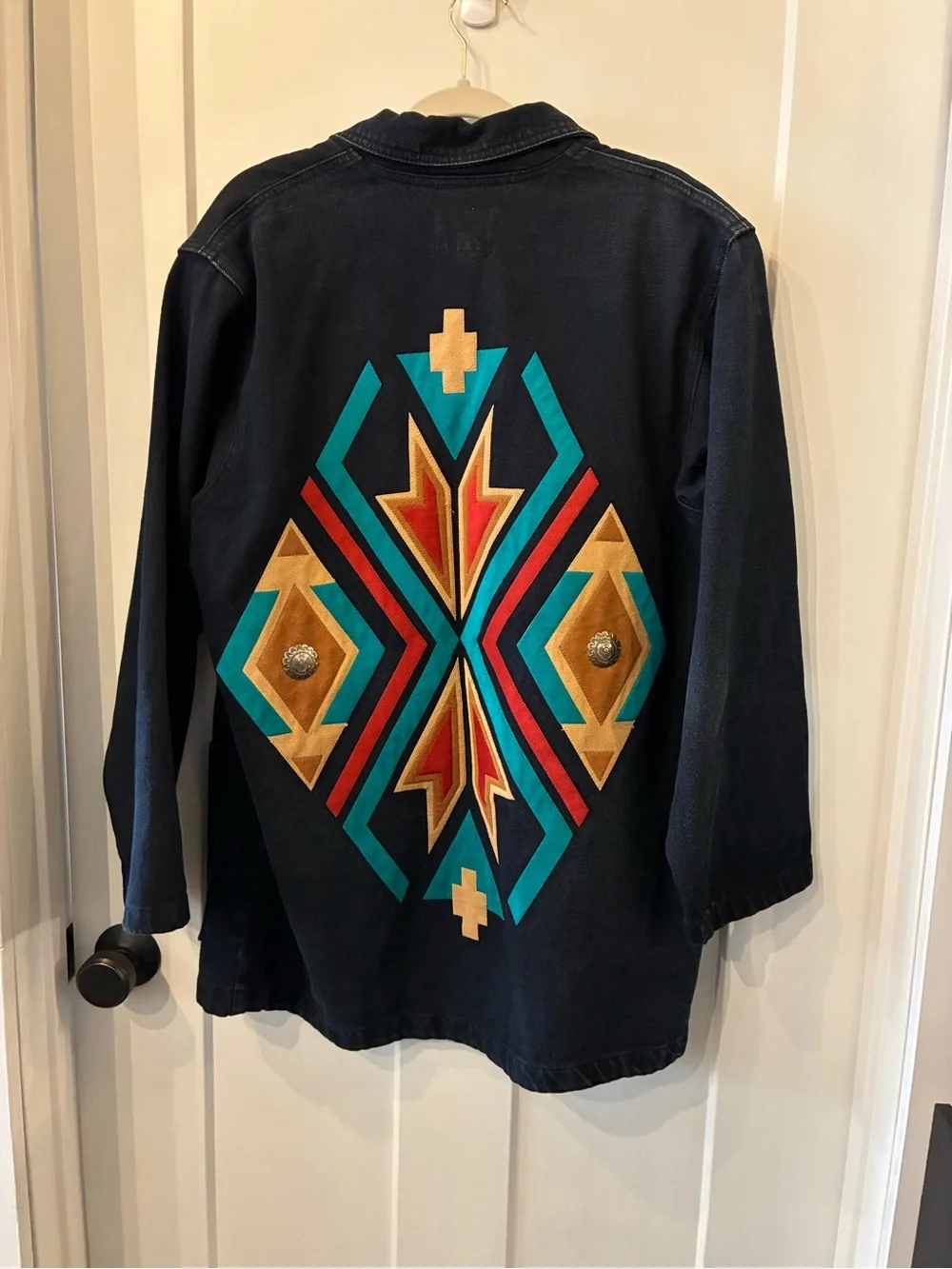Embroidered Cotton Jacket with Southwestern Motif